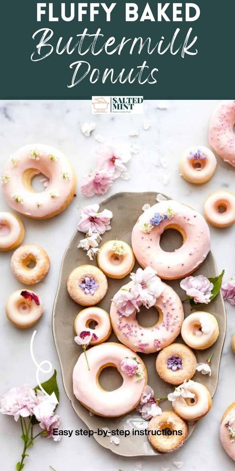 Whip up Easy, Old-Fashioned Baked Donuts that are Light and Fluffy right from your kitchen! Grab your donut pan and join the baked goods revolution with our foolproof recipe for glazed perfection. Avocado Cucumber, Homemade Buttermilk, Tea Party Food, Delicious Donuts, Baked Donuts, Donut Glaze, Classic Desserts, Donut Recipes, Beignets