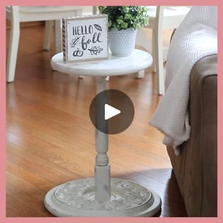 DIY PEDESTAL TABLE (no tools required!) | In today's video I'm making a DIY pedestal table or a side / drink table for about $25. This is a Crate and Barrel / Pottery Barn high end dupe on a... | By Do It On A Dime | I'm going to show you how to
make a gorgeous pedestal table for about twenty-five bucks. I
saw something just like it on Crate & Barrel's website for
a hundred and fifty dollars. I can't wait to show you how easy
this is. For this project, you need two edge glued panels. One
that's 15 inches and one that's 18 inches. You also need a 21
inch Country Pine table leg. Also optional is a ceiling
medallion which I happen to already have at home. All of
these items can be found at your hardware store for about 7
to $10 a piece. Taking your largest edge glued panel,
measure in two dir Diy Pedestal Table, Do It On A Dime, Diy Pedestal, Using Chalk Paint, Pine Table, Table Leg, Ceiling Medallion, Lay On, Drink Table