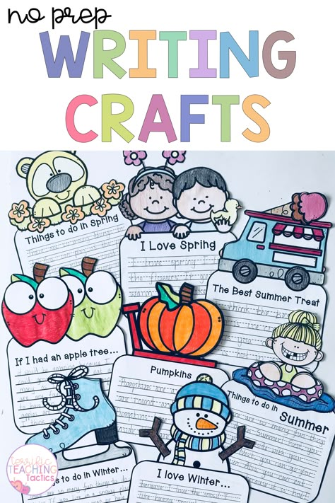 Check out these no prep writing crafts. This blog post talks about these fun and engaging writing prompts, which are ideal for Kindergarten, 1st grade and 2nd grade students. These craftivities are great for writing lessons, writing centers, or writer's workshop. They are seasonal and fun for kinder, first grade and second grade (spring, summer, fall, and winter). There are digital options too. Each craftivity is perfect for bulletin boards, as well as arts and crafts and literacy lessons too! Writing Ideas 1st Grade, Literacy Activities 2nd Grade, Language Arts For 2nd Grade, Fall Writing Craft 2nd Grade, September Craftivity First Grade, Art Writing Prompts, 2nd Grade Language Arts Activities, Fun Writing Activities For 1st Grade, Language Arts 1st Grade