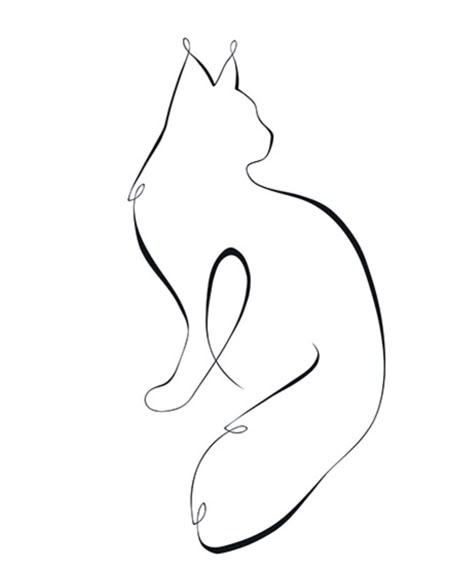 Fluffy Cat Outline Tattoo, Maincoon Tattoo, Long Haired Cat Tattoo, Mainecoon Tattoo, Swirl Design Pattern, Tattoo Learning, Minimalist Cat Tattoo, Tattoo Dos, Cat Outline Tattoo