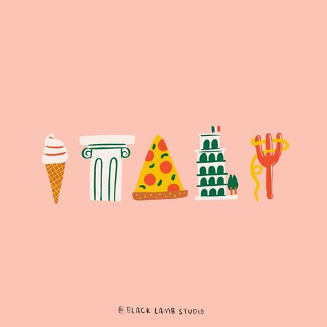 Italy Illustration, Illustration Stationery, Learn Design, Italy Aesthetic, Italy Art, Travel Illustration, Foodie Travel, Pattern Illustration, 로고 디자인