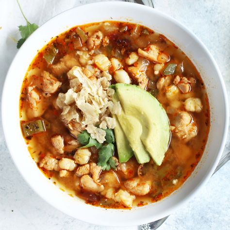 Tequila Lime Pozole is a fresh soup with a burst of citrus. With juicy chicken, hominy, lime and tequila, this soup is fantastic for anytime. Red Chile Pork, Pork Posole, Pozole Recipe, Red Chile Sauce, Best Soup Recipes, Red Chile, New Mexican, Soup Season, Easy Soups