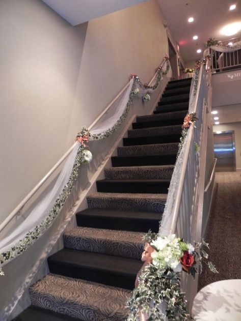 1000+ images about Wedding Staircase on Pinterest | Modest ... Wedding Staircase Decoration, Staircase Wedding, Stairway Decor, Wedding Stairs, Wedding Staircase, Stairs Decoration, Wedding Tree Decorations, Stairway Decorating, Wedding Tree