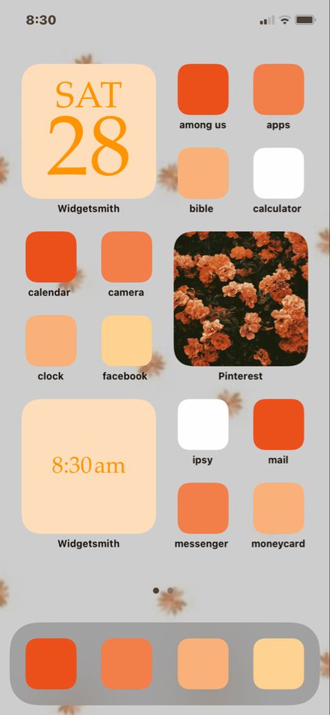 #aesthetic #orange #ios14 #homescreen #ideas Wallpaper Iphone Orange Aesthetic, Orange Aesthetic Phone Theme, Orange Ios 16 Homescreen, Orange Phone Layout Ideas, Widget Iphone Aesthetic Orange, Fall Iphone Home Screen Layout, Ios 16 Home Screen Ideas Orange, Aesthetic Wallpaper Iphone Orange, Fall Ios Homescreen Ideas