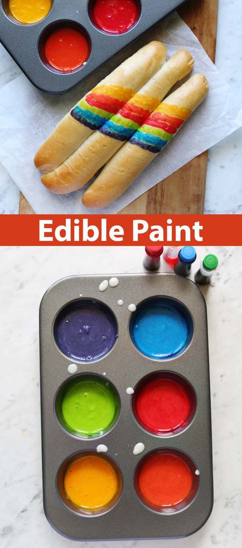 Edible Paint - Childhood Magic Edible Paint Palette Diy, Diy Edible Paint, Edible Paint For Cakes, Edible Activities, Food Coloring Crafts, Edible Kids Crafts, Food Coloring Mixing Chart, Color Wheel Projects, Artistic Activities