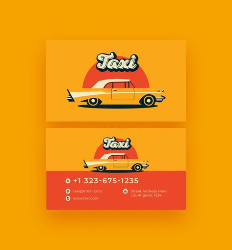 Retro taxi | Business card Design :: Behance Taxi Card Design, Taxi Business Card, Taxi Business, Illustration Business Cards, Retro Business Card, Illustration Branding, Car Illustration, Business Card Template Design, Visiting Cards