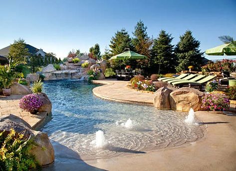 River Ideas, Beach Entry Pool, Lagoon Pool, Stock Tank Pool, Tank Pool, Backyard Beach, Lazy River, Tropical Pool, Luxury Pools