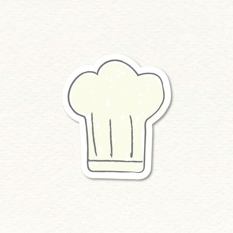 Cute doodle chef hat sticker vector | free image by rawpixel.com / Nunny Chef Stickers Aesthetic, Cooking Stickers, Chef Sticker, Italian Logo, Photo Cake Topper, Hat Aesthetic, Chef Uniform, Cute Doodle, Tumblr Stickers