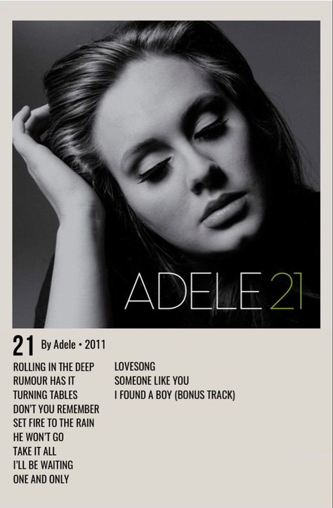 minimal polaroid album poster for 21 by adele 21 Album Cover, Adele 21, Album Cover Poster, Adele, Dart