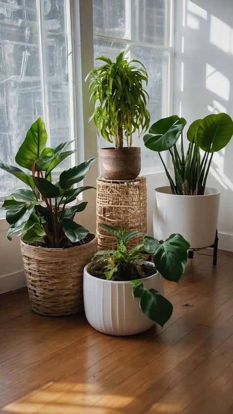 Transform your living spaces into green havens with these indoor home plants Discover easy ways to incorporate decor and bring new life to your home Explore ideas for low light conditions house growing tips decor for living rooms and money-saving tricks Learn about displaying hanging and showcasing large house plants on shelves Find unique plant options to elevate your home decor Where To Put House Plants, Live Plants In Home Decor, Diy Plant Display Indoor, Indoor House Plants Decor Ideas, Apartments With Plants, House With Plants Aesthetic, Plants In Baskets Indoor, Hanging Plants Aesthetic, Bedroom House Plants