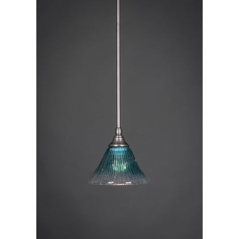 Brushed Nickel Stem Mini Pendant With Teal Crystal Glass Toltec Lighting Stem Mini Pendant Black Pendant Light Kitchen, Dark Granite, Single Pendant Lighting, Hanging Ceiling Lights, Ceiling Hanging, Hanging Light Fixtures, Bell Pendant, Black Pendant Light, Bubble Glass