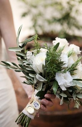 bouquets, green, Olive Branches, rose, vintage , white, Spring, destination, Greve, Italy Grecian Wedding, Olive Wedding, Spring Wedding Bouquets, Bride's Bouquet, Flowers And Greenery, Olive Branches, Vintage Ideas, Roses Vintage, White Wedding Bouquets