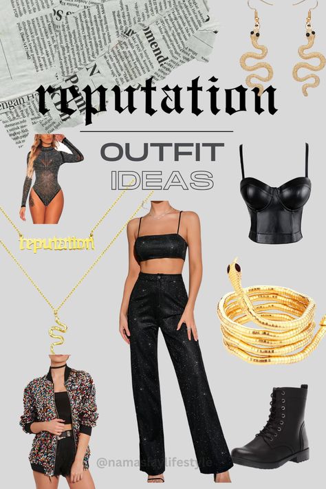 Taylor Swift Eras tour outfit ideas if you're a Reputation Stan! 🐍 #darkfashion #blackoutfit #taylorswift #reputation #repera #erastour Taylor Swift Concert Reputation Outfit, Taylor Swift Reputation Tour Outfits, Taylor Swift Outfits Concert Reputation, Reputation Taylor Swift Outfits Ideas, Eras Tour Outfits Reputation, Eras Tour Reputation Outfit, Taylor Swift Reputation Outfits, Reputation Outfits Ideas, Taylor Swift Reputation Era Outfits