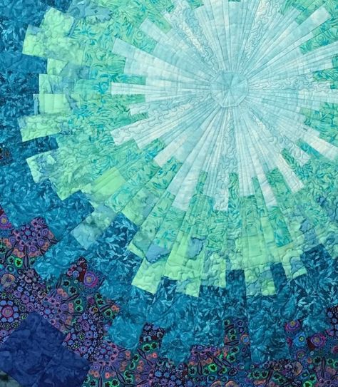 A beautiful starburst art quilt "how to" - Art Quilts by Sharon Church Banners Designs, Contemporary Art Quilt, Sky Quilt, Dresden Plate Quilts, Landscape Art Quilts, Quilting Designs Patterns, Starburst Design, Landscape Quilts, Church Banners