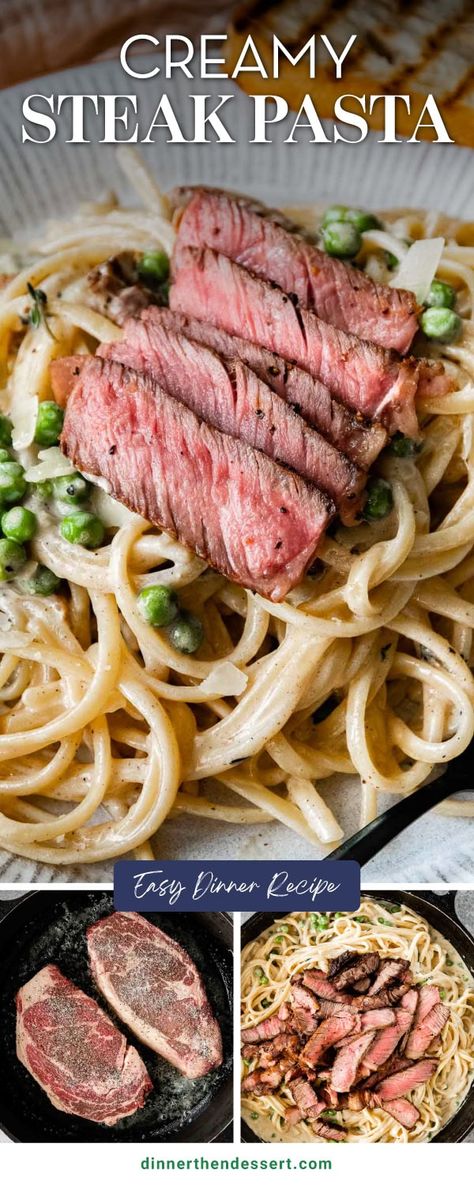 Creamy Steak Pasta is a comforting dinner dish with juicy ribeye steak and linguine coated in a cheesy, flavorful sauce. Try this today! Beef Ribeye Steak Recipe, Creamy Steak Pasta, Creamy Steak, Rib Eye Recipes, Slow Cooker Appetizers, Ribeye Steak Recipes, Steak Pasta, Comforting Dinner, Roasted Cabbage