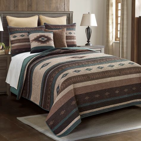 Treetop Cabin Quilt Set Western Comforter Sets, Western Bedding Sets, Stylish Bedding, Rustic Quilts, Western Bedding, Dusty Teal, Black Forest Decor, Warm Taupe, Western Furniture