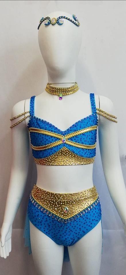 Arabian Nights Dance Costume, Cute Jazz Costumes Dance, Disney Dance Costumes, Princess Dance Costumes, Musical Theatre Dance Costumes, Blue Lyrical Dance Costumes, Arabian Dance Costume, Gold Dance Costume, Lyrical Dance Costumes Dresses