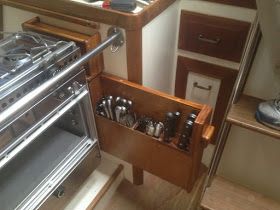 Small Boat Projects - Making Life Aboard Easier: New Stove and New Storage Boat Organization, Boat Interior Design, Boat Galley, Sailboat Interior, Sailboat Living, New Stove, Boat Cleaning, Build Your Own Boat, Smart Tiles