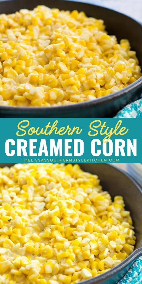 A Southern-style creamed corn recipe is a side dish idea that can impress your family! This simple summer side dish is rich with its silky cream. Save the BEST creamed corn recipe to share with your guests during any gathering! Southern Creamed Corn, Sweet Cream Corn, Homemade Cream Corn, Corn Recipes Side Dishes, Sweet Corn Recipes, Utah Food, Creamed Corn Recipes, Cream Corn, Corn Dishes