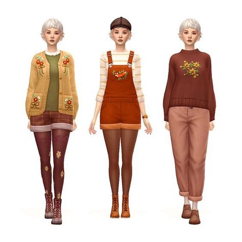 The Sims 4 Cottage Core Clothes, Sims Outfit Ideas, Sims 4 Cottage Living, Sims 4 Cottage, Play Sims 4, Sims 4 Mm Cc, Farm Clothes, Tumblr Sims 4, Sims 4 Dresses