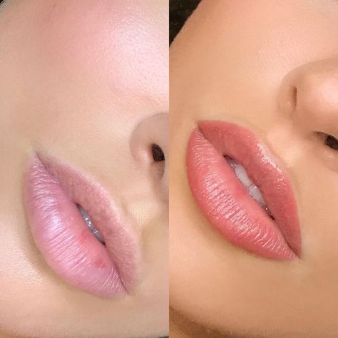 Lip Liner Tattoo, Lip Permanent Makeup, Lip Blushing, Permanent Makeup Eyeliner, Lips Inspiration, Permanente Make-up, Lip Blush, Natural Lip Colors, Cosmetic Tattoo