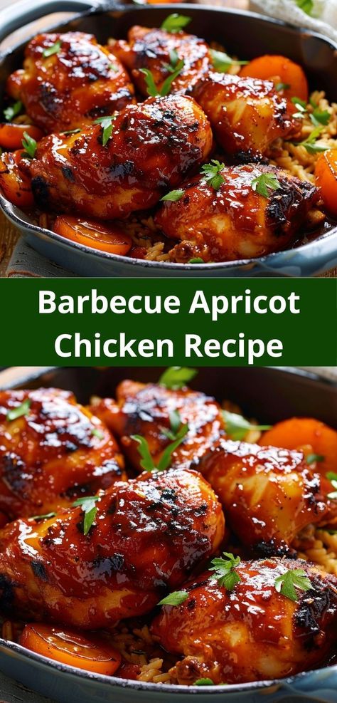 Need chicken recipes for dinner? Discover our Barbecue Apricot Chicken Recipe! This apricot recipe is easy and perfect for BBQ chicken and dinner recipes for family. Pioneer Woman Apricot Chicken, Apricot Chicken Curry, Apricot Glazed Cornish Hens, Apricot Chicken Recipes Baked, Peach Chicken Recipes, Chicken With Apricot Jam, Apricot Chicken Drumsticks, Apricot Chicken Thighs, Bbq Food Ideas