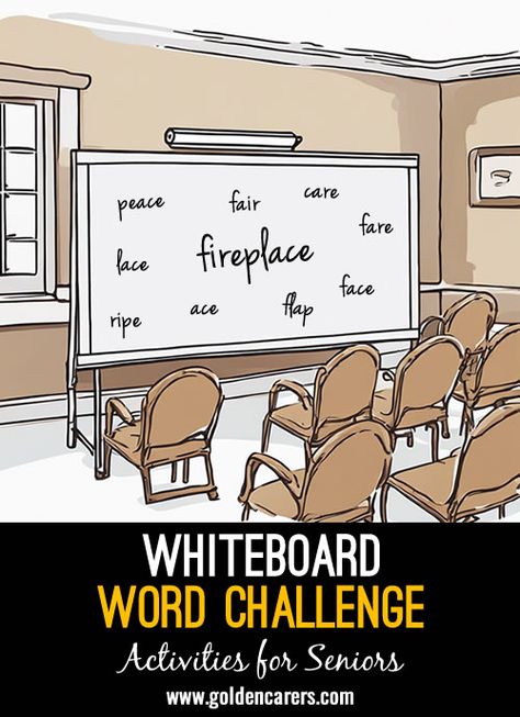 Whiteboard Games For Seniors, Whiteboard Games, Assisted Living Activities, Activities For Seniors, Fall November, Health Marketing, Nursing Home Activities, Word Challenge, November Calendar