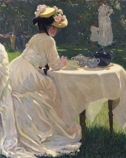 ⊰ Posing with Posies ⊱ paintings of women and flowers - In the Garden (1909) by Frederick Frary Fursman Jules Cheret, Toledo Museum Of Art, A4 Poster, Tea Art, Romantic Art, Art Institute Of Chicago, Vintage Artwork, The Grass, American Artists