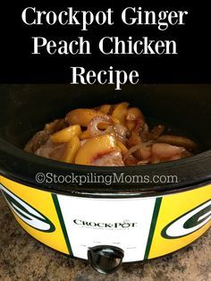 Crockpot Ginger Peach Chicken Recipe is the perfect freezer meal to make for dinner because it is so tasty and easy! Ginger Peach Chicken, Freezer Meal Labels, Peach Chicken, Paleo Slow Cooker, Honey Pork, Recipe Pork, Slow Cooker Freezer Meals, Freezer Meal Planning, Ginger Peach