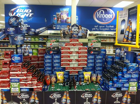 Football display By Justin H.E. Weaver Beer Display, Football Beer, Football Displays, American Beer, Pop Display, Bud Light, Display Design, Beer, Party Supplies