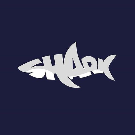 Shark typography logo 🦈 • Design by Unknown • Follow us for your logo design inspiration 😎 @flatlogodesign 👈 • Want to get featured? Need a… Sharp Logo, Flat Logo Design, Gfx Design, Sticker Logo, Shark Logo, Spot Design, Flat Logo, Logo Luxury, Logo Design Typography