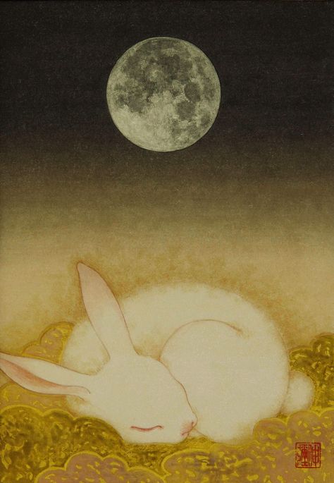 GOOD NIGHT BY SHINYA TAMAI Sleeping Bunny, Rabbit Rabbit, Rabbit Art, Year Of The Rabbit, Bunny Art, White Rabbit, 귀여운 동물, 그림 그리기, Pretty Art