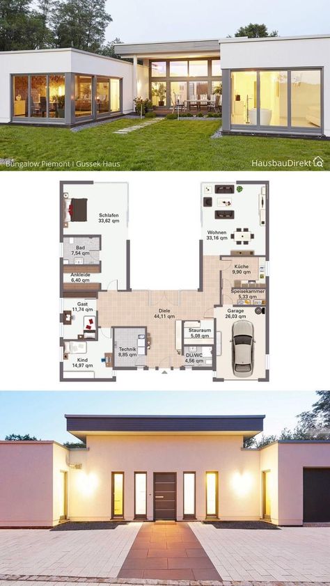 Minimalist House Plans 3 Bedroom, Modern One Level Homes, Flat House Interior Design, Flat Roof Exterior Design, 3 Bedroom Home Floor Plans One Level Modern, Flat Roof Bungalow Modern, 3 Bedroom Home Floor Plans Modern, One Level House Plans 3 Bedroom, 3 Bedroom Bungalow Floor Plans Modern