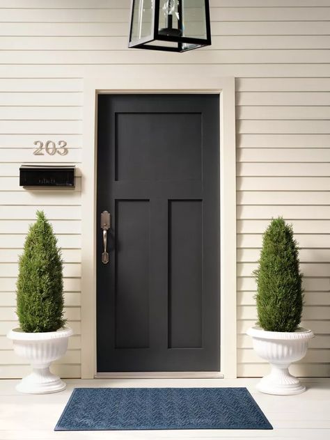 11 Stylish Front Door Paint Colors Popular Front Door Colors, Painting The Front Door, Dark Front Door, Bright Green Paint, Brown Front Doors, Front Door Paint, Yellow Front Doors, Front Porch Planters, Red Paint Colors