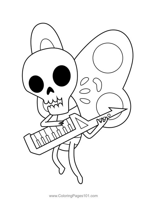 Skeleton Butterfly Playing Keyboard Adventure Time Coloring Page Adventure Time Skeleton Butterfly, Invader Zim Coloring Pages, Adventure Time Outline, Adventure Time Black And White, Playing Keyboard, Adventure Time Coloring Pages, Skeleton Butterfly, Fairy Adventure, Adventure Time Tattoo