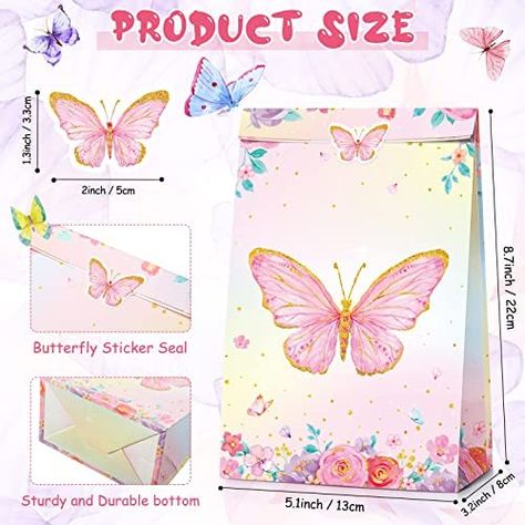 Butterfly Candy Bags, Pink And Purple Butterfly, Butterfly Favors, Butterfly Birthday Party, Butterfly Party, Baby Shower Party Supplies, Butterfly Birthday, Purple Butterfly, Candy Bags