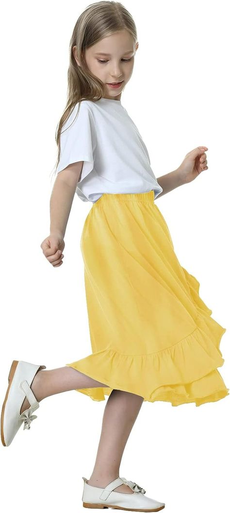 Amazon.com: DOTDOG Girls' Tiered Ruffle Midi Skirts Soft Cotton Maxi Skirts with Waistband Waist for Girls 3-12 Years (Pink, XL) : Clothing, Shoes & Jewelry Skirts Soft, Girls Long Skirts, Cotton Maxi Skirts, Tiered Ruffle Skirt, Cotton Maxi, Midi Skirts, Maxi Skirts, Long Skirt, Shoes Jewelry