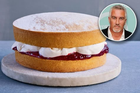 Great British Baking Show: Paul Hollywood share his Victoria Sponge recipe | EW.com Victoria Sponge Recipe, British Baking Show Recipes, British Bake Off Recipes, Great British Baking Show, British Baking Show, Bake Off Recipes, Sponge Recipe, British Cooking, Mary Berry Recipe