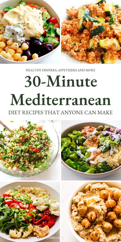 48 quick and easy Mediterranean diet recipes! These 30-minute Mediterranean recipes that you'll love! Try the Mediterranean diet if you want to improve your health and eat clean without restricting yourself! Easy Mediterranean Diet, Mediterranean Recipes Healthy, Mediterranean Diet Recipes Dinners, Quick Easy Healthy Meals, Med Diet, Mediterranean Diet Meal Plan, Easy Mediterranean Diet Recipes, The Mediterranean Diet, Mediterranean Dishes