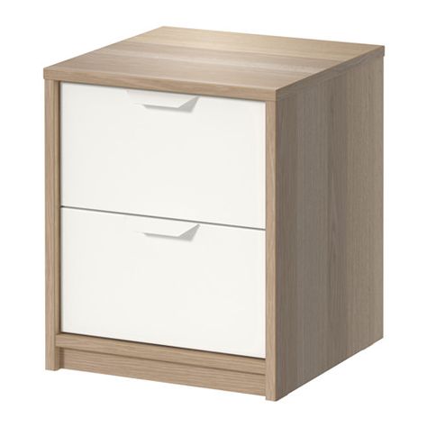 ASKVOLL 2-drawer chest IKEA Smooth running drawers with pull-out stop. Chest Of Drawers Ikea, Bedside Table Scandinavian, Ikea Bed Hack, Ikea Chest Of Drawers, Ikea Nordli, Ikea Australia, Ikea Drawers, White Bedside Table, Bedroom Bedside Table