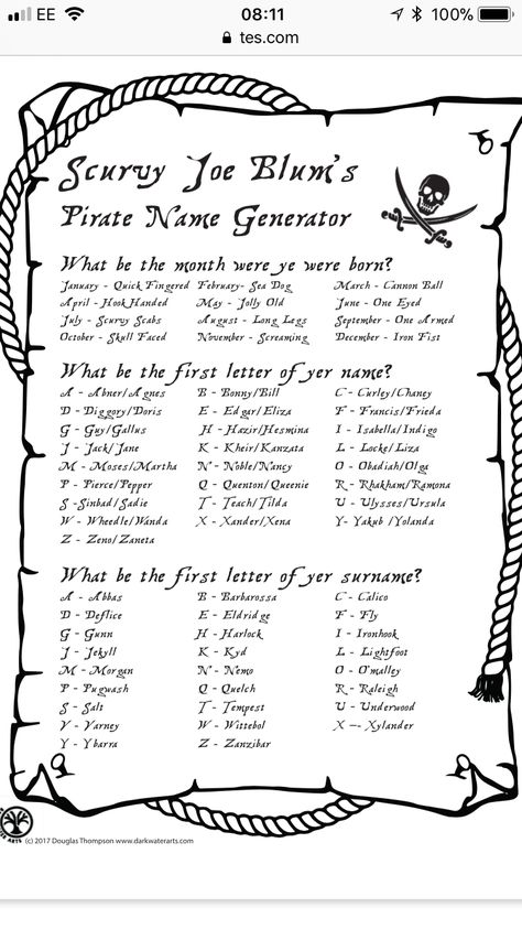 Pirate Name Generator, Pirate Names, Pirate Halloween, Name Generator, Skull Face, D&d Dungeons And Dragons, Pirate Party, Dungeons And Dragons, Halloween Party