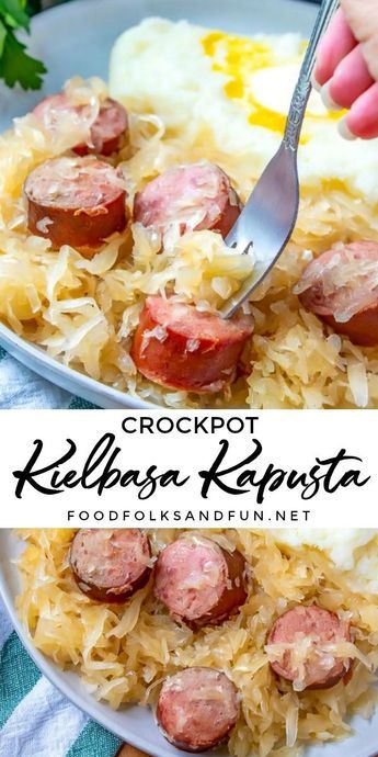 Kapusta Recipe, Slow Cooker Kielbasa, Kielbasa Recipes, Sauerkraut Recipes, Ukrainian Recipes, Crockpot Dishes, Hungarian Recipes, Kielbasa, Crockpot Recipes Slow Cooker