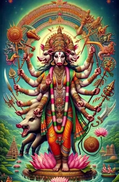 Varahi Devi, Kali Hindu, Bull Tattoos, Lord Murugan Wallpapers, Pictures Of Shiva, Amazing Animal Pictures, Morning Nature, Sanatana Dharma, Animal Illustration Art