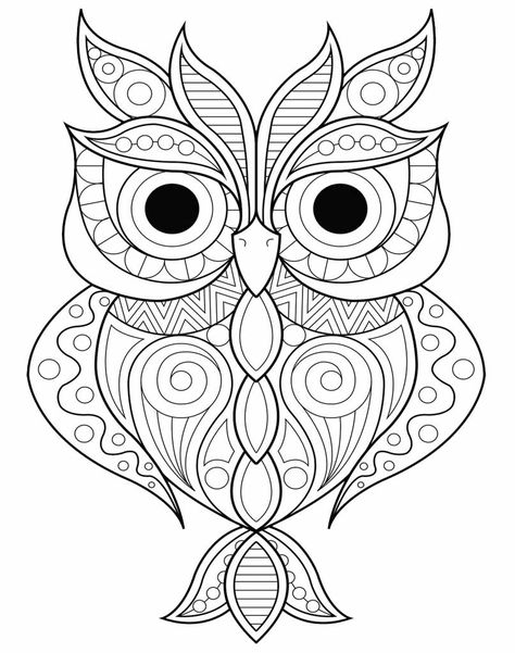 Owl Coloring, Owl Coloring Pages, Desain Quilling, Pattern Coloring Pages, Easy Coloring, Free Adult Coloring Pages, Owls Drawing, Colouring Printables, Printable Adult Coloring Pages