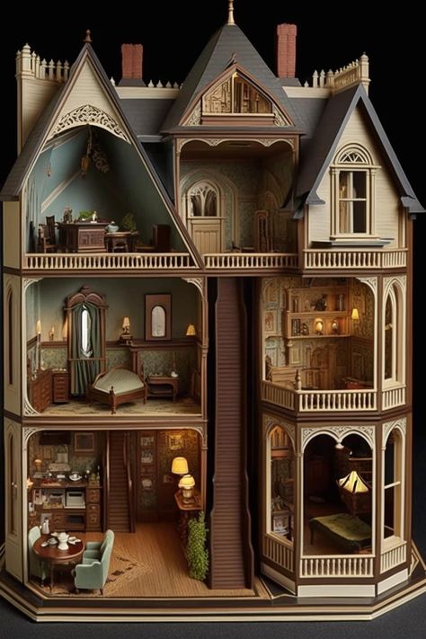 Doll House Plans, Casas The Sims 4, Dollhouse Projects, Victorian Dollhouse, Basement Design Ideas, Dolls House Interiors, Basement Renovations, Finished Basement, Miniature Houses