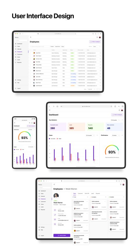 Retax - CRM System on Behance Crm Design, App Builder, Interactive Web Design, Task Manager, Crm System, Dashboard Ui, Learning Graphic Design, Job Board, Ui Inspiration