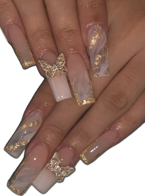 Nail Art Ideas For Beginners, Nails For Quinceanera, Quince Accessories, Self Judgement, New Nail Ideas, Art Ideas For Beginners, Blue Chrome Nails, Quinceanera Nails, Golden Butterfly