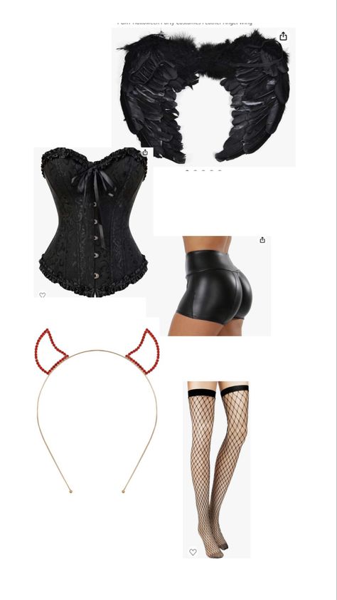 dark angel devil costume cute sexy hot halloween Hot Devil Costume, Angel Devil Costume, Angel Costume Women, Angel And Devil Costume, Dark Angel Costume, Halloween Costumes Women Scary, Hot Halloween, Devil Halloween, Devil Costume