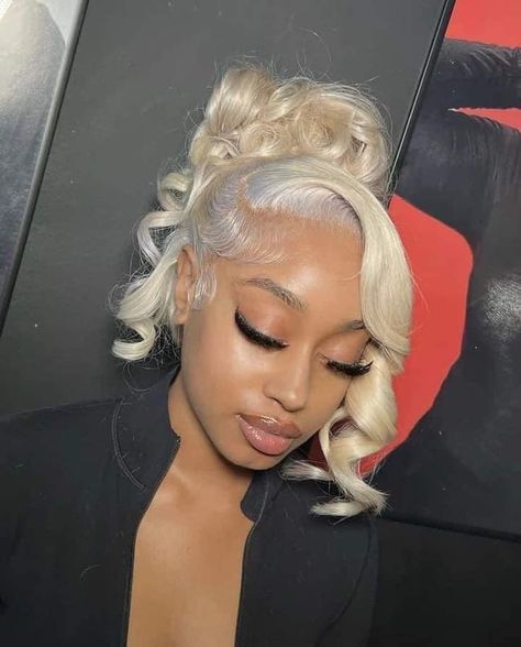 Custom colored updos this summer. 🌈💇🏽‍♀️💓🌷🔥 #softgirlera #softgirlaesthetics #inspo #hairinspo #coloredhair #summer #summerstyle Blonde Wig Updo Black Women, Blonde Wig Updo, Updo Black Women, Wig Updo, Wigs Styles, Lace Wigs Styles, 25 Birthday, Lips Photo, Aliexpress Hair