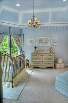 Nursery Iron Baby Crib, Royal Baby Nurseries, Celebrity Nurseries, Fairytale Room, Prince Nursery, Baby Blue Nursery, Luxury Nursery, Baby Nursery Design, Blue Wall Colors